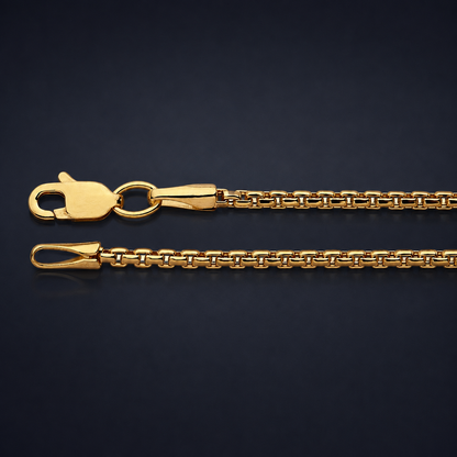 Women's 14k gold box chain necklace, 1.7mm at 18 inches, solid gold heirloom chain