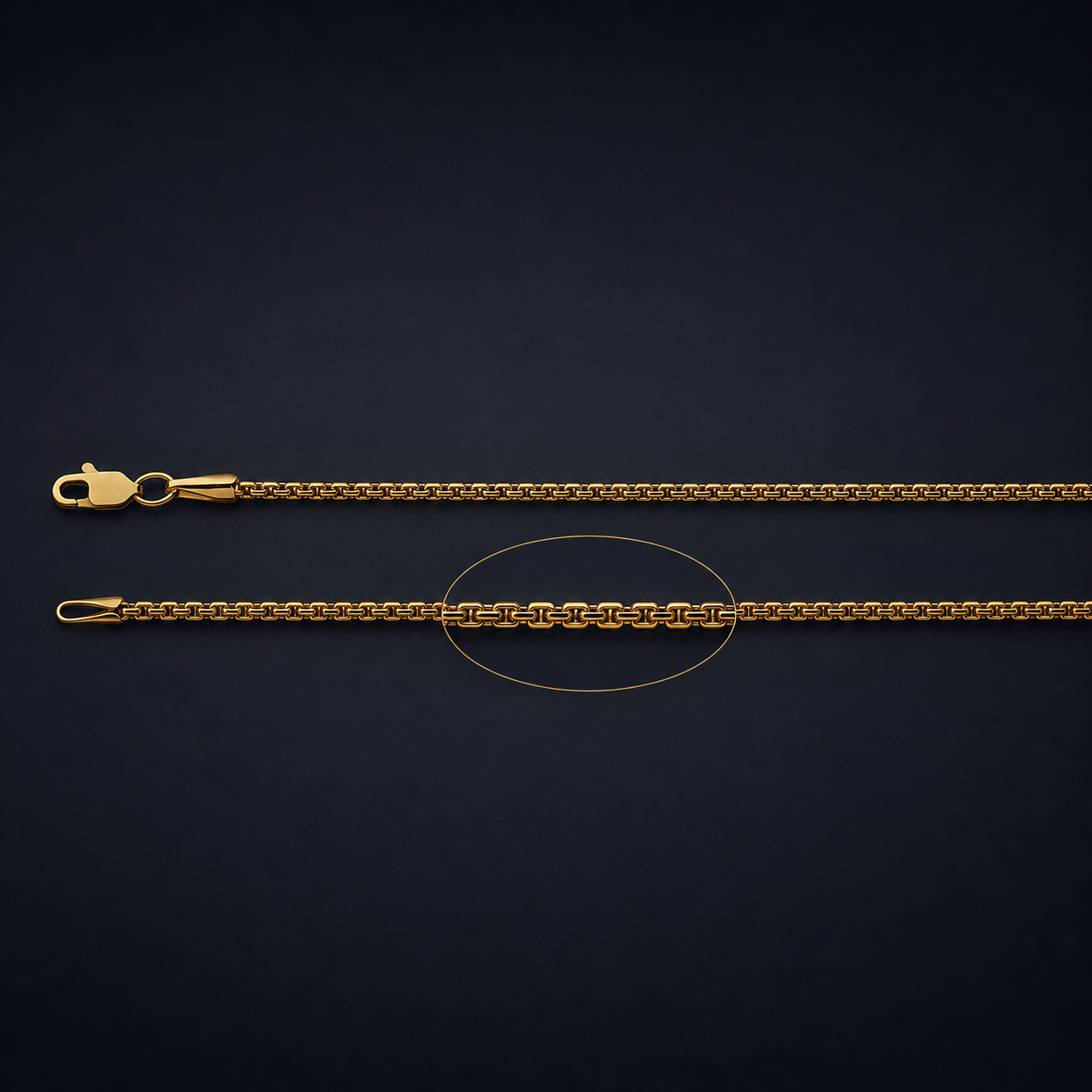 Solid 14k gold box chain clasp detail, fine jewelry chain made to layer with Amora Adera pendants