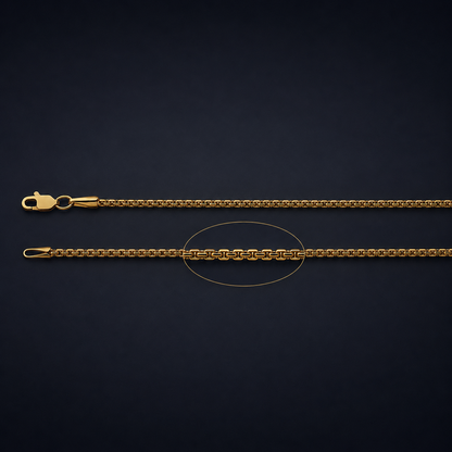 Solid 14k gold box chain clasp detail, fine jewelry chain made to layer with Amora Adera pendants