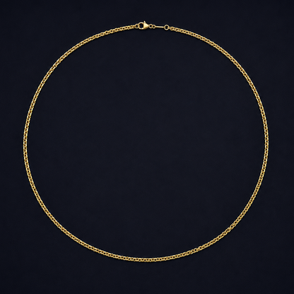 Solid gold chain for men, clasp and link detail on a 24 inch box chain by Amora Adera